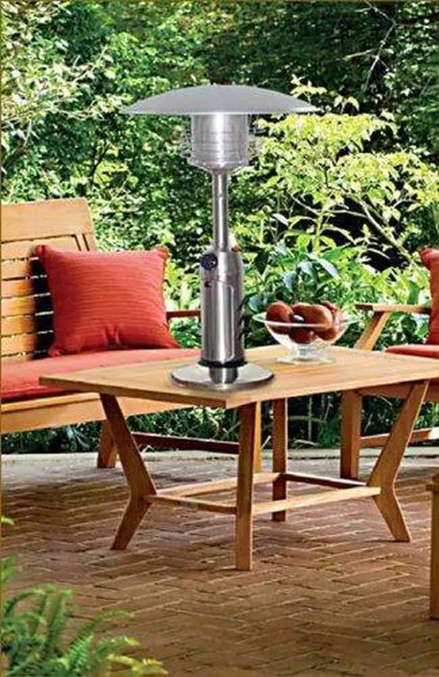 Alt view image 4 of 6 - HLDS032-B Portable Table Top Patio Heater, 11,000 BTU, Use 1lb or 20Lb Propane Tank, Stainless Finish