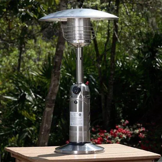 Alt view image 6 of 6 - HLDS032-B Portable Table Top Patio Heater, 11,000 BTU, Use 1lb or 20Lb Propane Tank, Stainless Finish