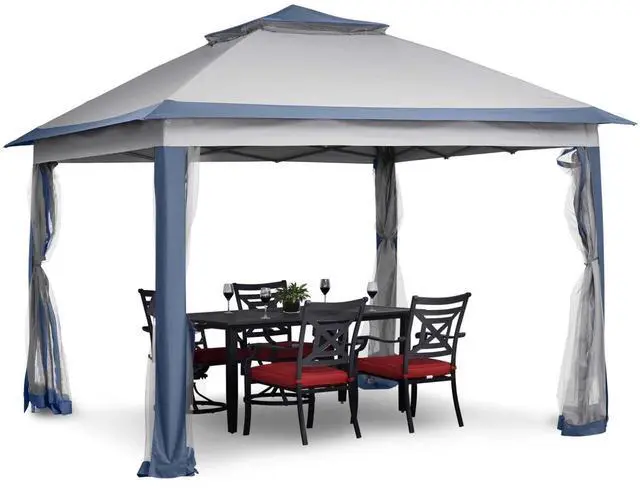 Main image of 11x11 FT Gazebo Tent, Outdoor Tents for Parties with Mosquito Netting, Folding Heavy Duty Height Adjustable Canopy Tent for Patio Backyard Garden (Blue)