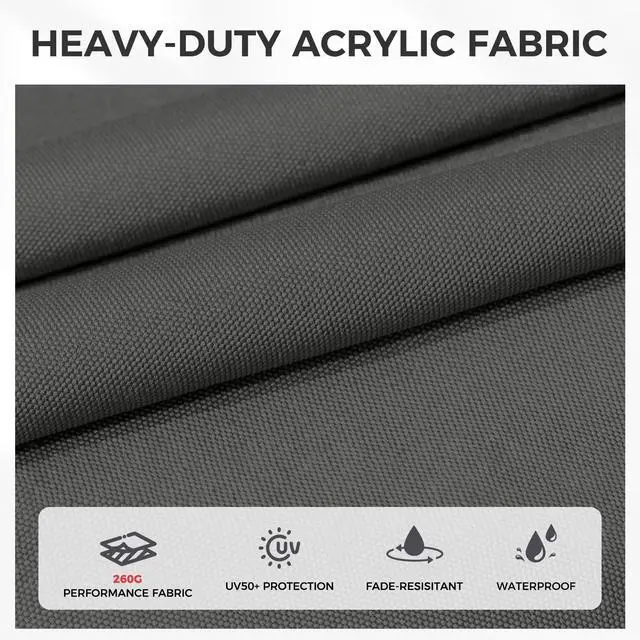Alt view image 5 of 6 - 12 FT Patio Umbrella, Outdoor Large Round Cantilever Umbrella with 360° Rotation, Aluminum Offset Umbrella for Patio Garden Deck Pool, Dark Gray