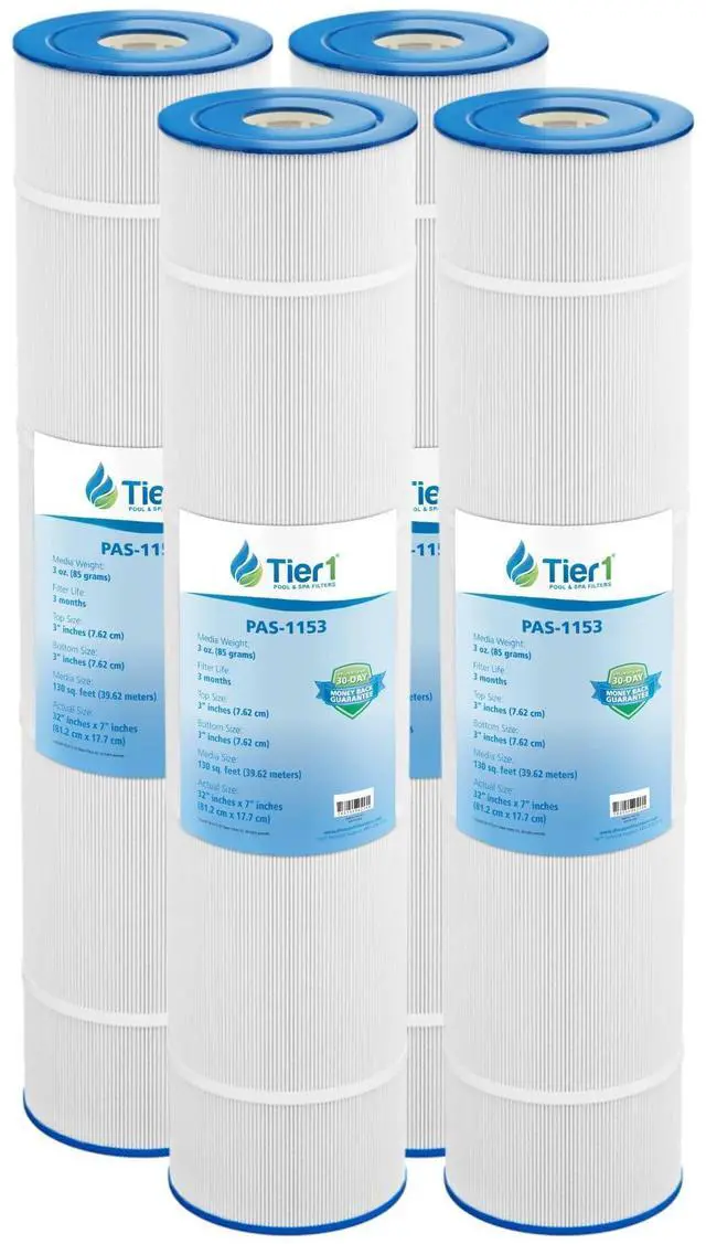 Main image of Replacement for Pentair CCP520 Pool Filter Cartridge 4 Pack | Compatible with Unicel C-7472, Pleatco PCC130, Filbur FC-1978 | 32-1/16" x 7" | Trilobal Fabric | Washable Pool Cartridge