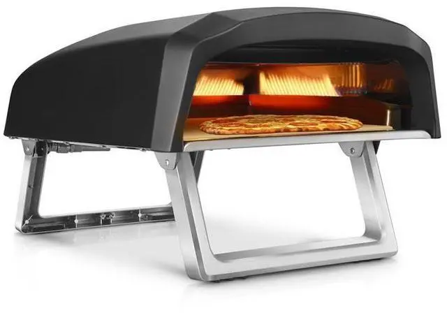 Main image of Portable Outdoor Gas Pizza Oven - Includes Foldable Feet, Adjustable Heat Control Dial, Burner, Stone & Regulator Hose - Cooks 12" Pizza in 60 Seconds - 25.24'' x 16.14'' x 12.40'' IN