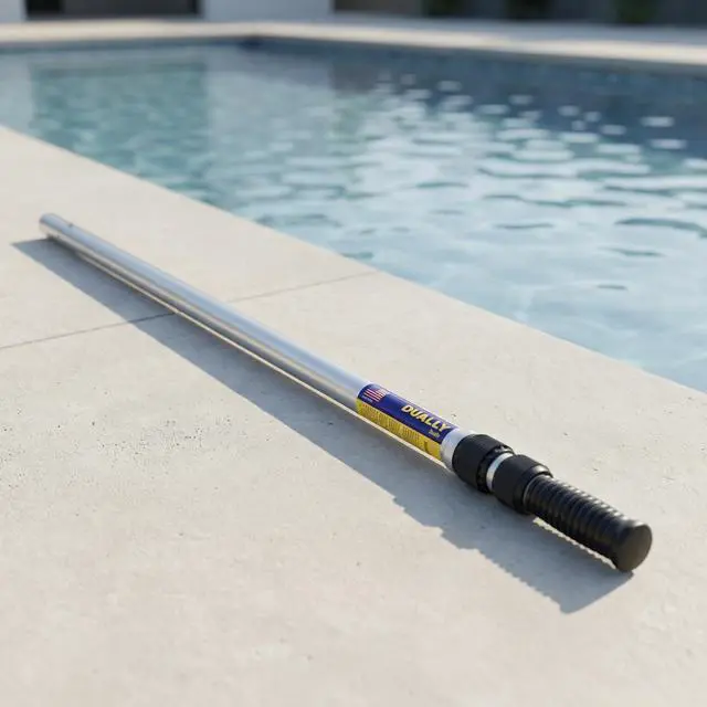 Alt view image 3 of 4 - 17.5 Foot Dually Telescopic Pool Pole 3 Piece Commercial Grade Dual Thread Lock and Internal Cam Lock Made in USA| 1.25 Inch Diameter Fits Skimmer Nets, Brushes & Pool Vacuums
