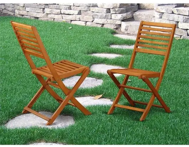 Alt view image 2 of 6 - BBSCWNA Cameron Foldable Outdoor Dining Chairs - Acacia Wood, Set of 2, Natural Oil