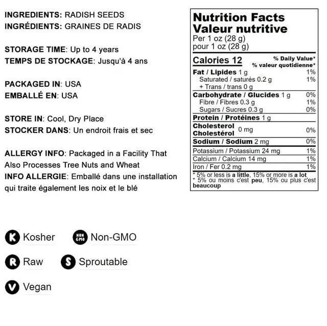 Alt view image 4 of 6 - Radish Seeds for Sprouting, 15 Pounds Edible Seeds, Pure, Vegan, Kosher, Bulk. Rich in Vitamin C. High Germitation Rate. Grow Sprouts, and Microgreens for Salad, Sandwiches, Rolls
