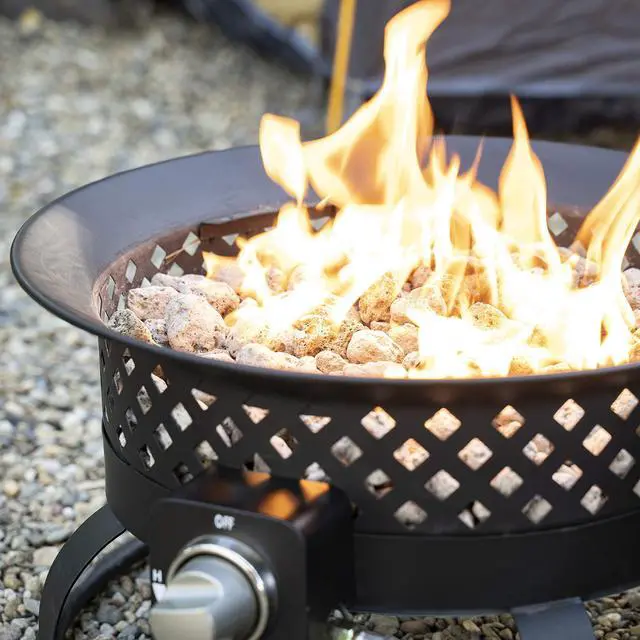 Alt view image 2 of 2 - Manufacturing 67836 54,000 BTU Aurora Camping, Backyard, Tailgating, Hunting and Patio. Locking Lid & Carry Handle Portable Steel Propane Gas Fire Pit Outdoor Firebowl, 18.5", Bronze