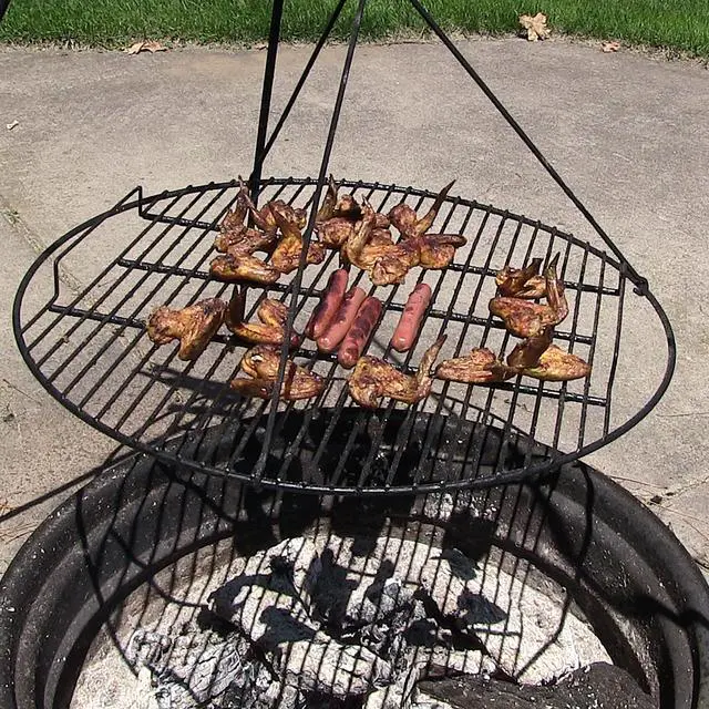 Alt view image 4 of 6 - Sunnydaze Round Outdoor Fire Pit Cooking Grate - Heavy-Duty Black Steel Grilling Rack - 40-Inch