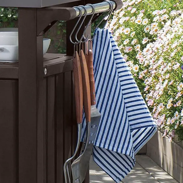 Alt view image 6 of 6 - Outdoor Grill Prep Table & Serving Cart, Stainless Steel Top, Unity, 40 Gal, Brown - Portable Bar Table and Cooking Accessory for Pool, Patio, Lawn, and Backyard