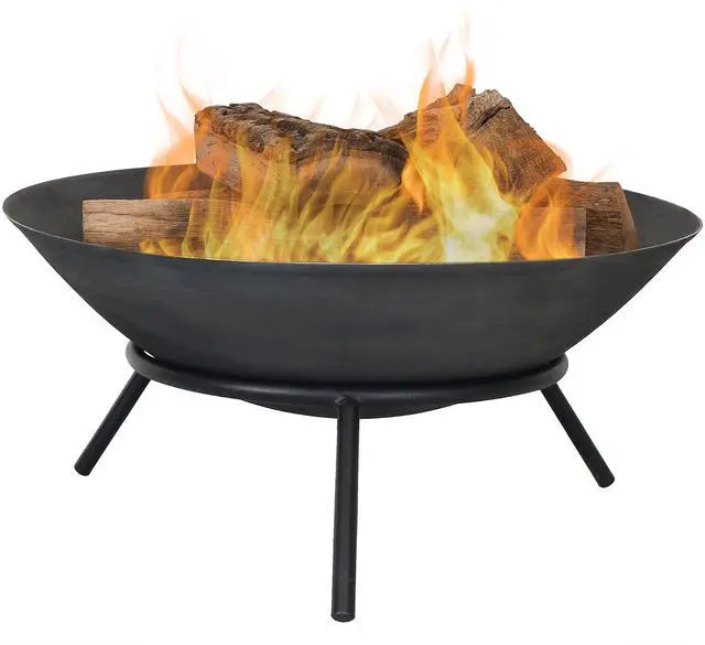Main image of Sunnydaze 22-Inch Cast Iron Wood-Burning Fire Pit Bowl with Portable Stand - Black Steel Finish