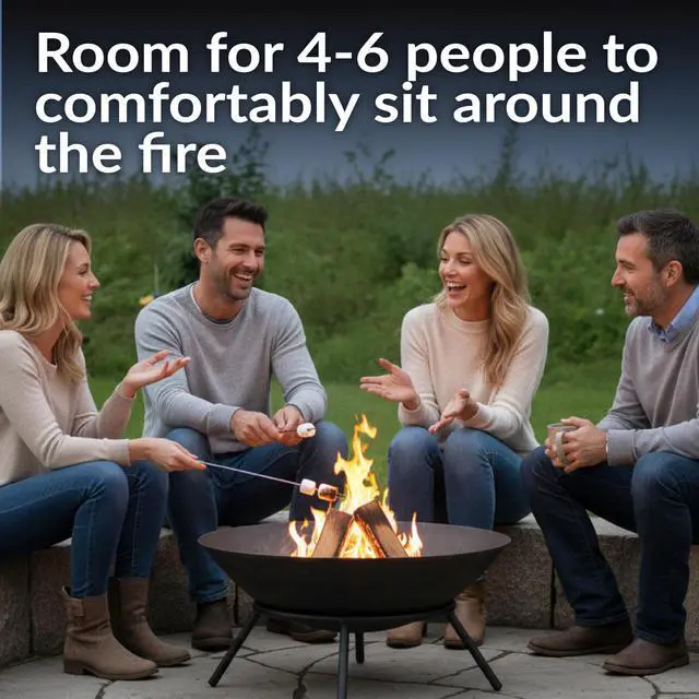 Alt view image 2 of 6 - Sunnydaze 22-Inch Cast Iron Wood-Burning Fire Pit Bowl with Portable Stand - Black Steel Finish