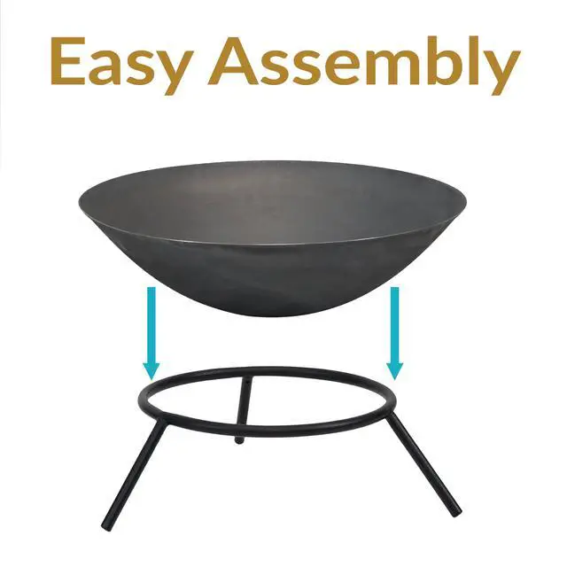 Alt view image 3 of 6 - Sunnydaze 22-Inch Cast Iron Wood-Burning Fire Pit Bowl with Portable Stand - Black Steel Finish