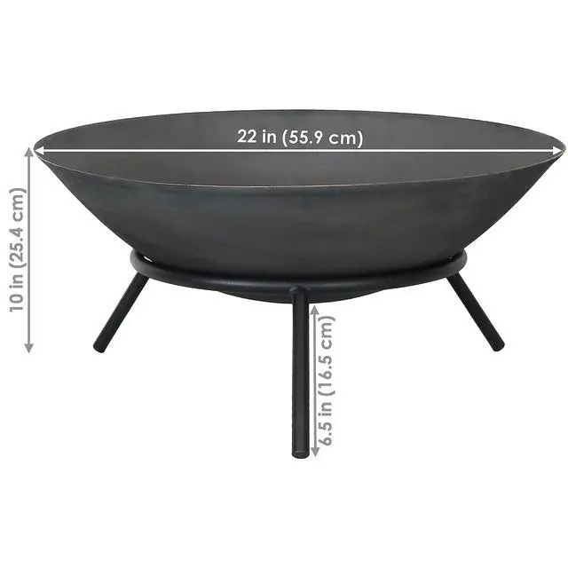 Alt view image 6 of 6 - Sunnydaze 22-Inch Cast Iron Wood-Burning Fire Pit Bowl with Portable Stand - Black Steel Finish