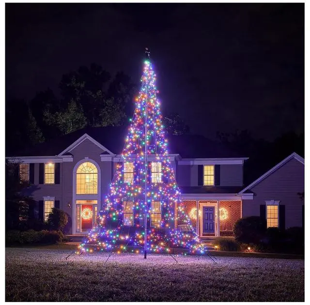 Main image of Flagpole LED Christmas Tree - Outdoor Christmas Decorations - Multicolor - 1,200 LED Tree - 20ft - Suitable for Existing Flagpoles
