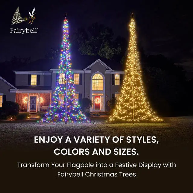 Alt view image 3 of 6 - Flagpole LED Christmas Tree - Outdoor Christmas Decorations - Multicolor - 1,200 LED Tree - 20ft - Suitable for Existing Flagpoles