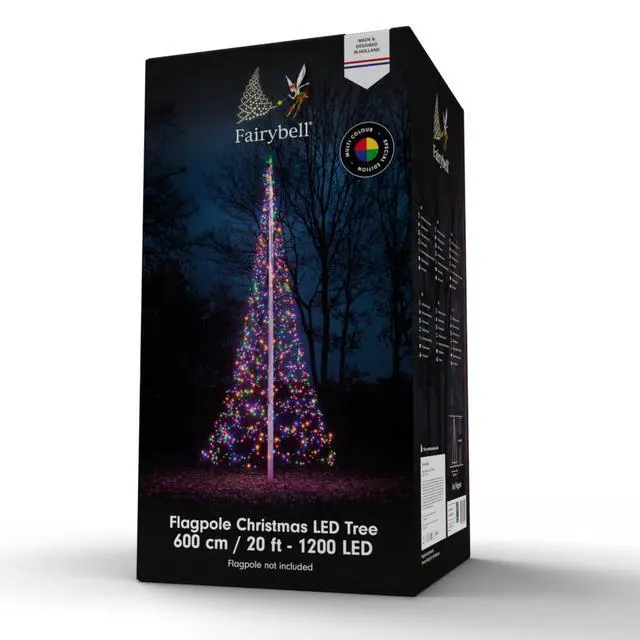 Alt view image 6 of 6 - Flagpole LED Christmas Tree - Outdoor Christmas Decorations - Multicolor - 1,200 LED Tree - 20ft - Suitable for Existing Flagpoles