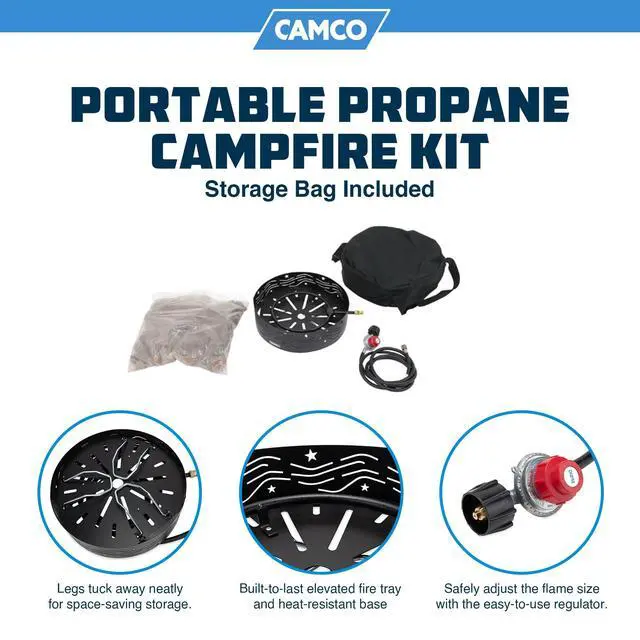 Alt view image 3 of 6 - 58041 Portable Campfire Outdoor Propane Heater Compact Fire Pit with Lava Rocks for Camping, Tailgating, and Patios, Black
