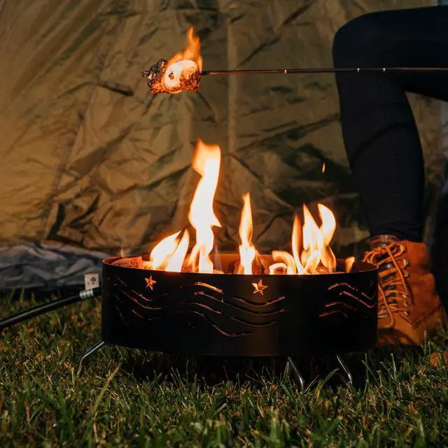 Alt view image 5 of 6 - 58041 Portable Campfire Outdoor Propane Heater Compact Fire Pit with Lava Rocks for Camping, Tailgating, and Patios, Black