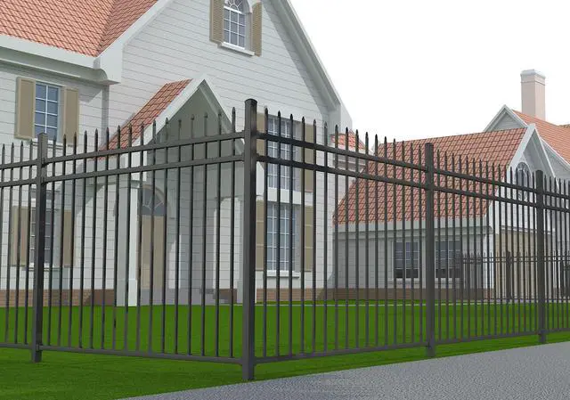 Main image of XCEL Black Steel Anti-Rust Fence Panel - Sharp End Pickets - 6.5ft W x 5ft H - Easy Installation - for Residential, Outdoor, Yard, Garden, Swimming Pool, on Concrete or Soil, 3-Rail, One Post included