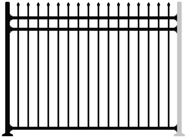 Alt view image 2 of 6 - XCEL Black Steel Anti-Rust Fence Panel - Sharp End Pickets - 6.5ft W x 5ft H - Easy Installation - for Residential, Outdoor, Yard, Garden, Swimming Pool, on Concrete or Soil, 3-Rail, One Post included