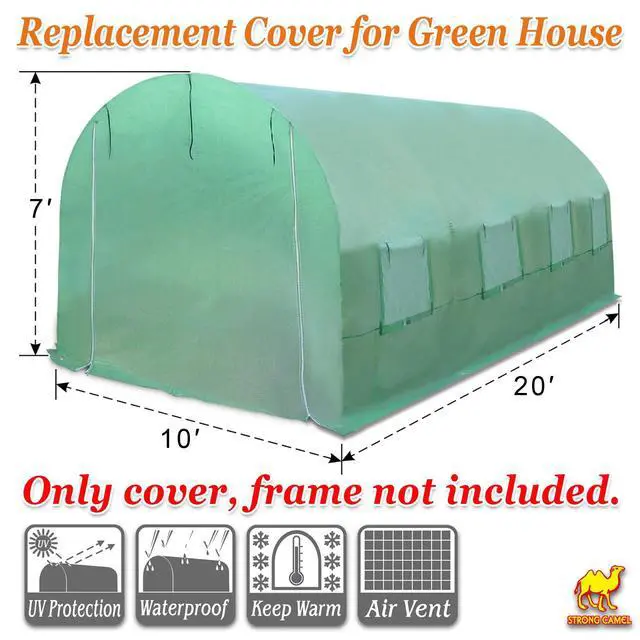 Alt view image 2 of 6 - Greenhouse Replacement Cover 20'X10'X7' Green House Spare Parts Cover (Frame NOT Included)