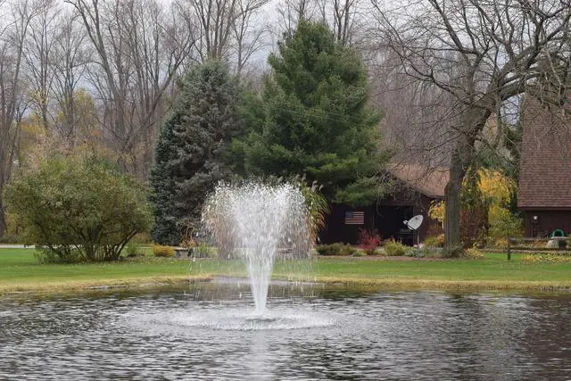 Alt view image 2 of 2 - EasyPro ACF3N Aqua Float Floating Fountain Head with Narrow Umbrella Nozzle / 2" Female Thread Inlet Connection / 24" Diameter Float with Decorative Cover