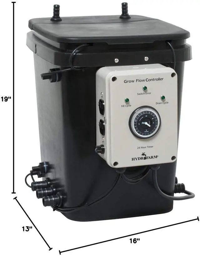 Alt view image 6 of 6 - Active Aqua GFO7CB Hydroponic Electric Grow Flow Ebb System and Gro Controller Unit with 2 250GPH Pumps, Fittings, and 7 Gallon Controller Bucket