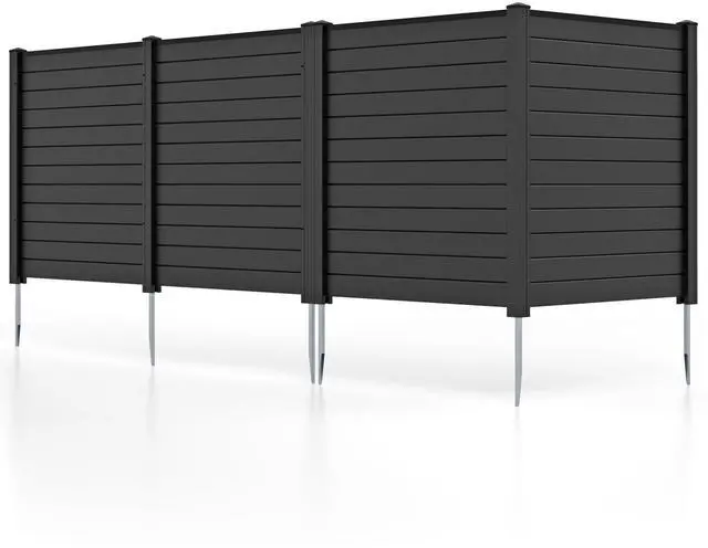 Main image of Outdoor Privacy Fence Screen - PVC Decorative Garden Fence Vinyl Fence Panels W/3 Cuspidal Stakes, Trash Enclosure 48" W x 48" H Air Conditioner Fence for Garden Yard Patio Lawn (2, Black)