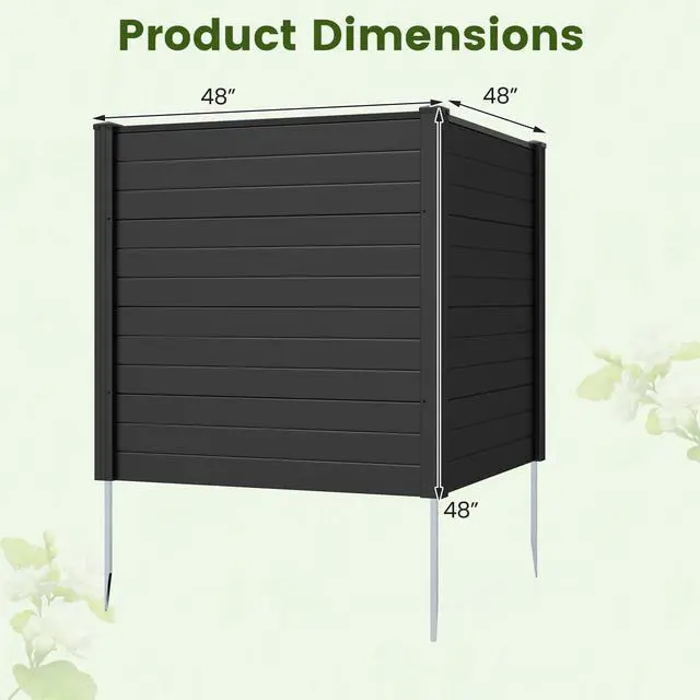 Alt view image 3 of 6 - Outdoor Privacy Fence Screen - PVC Decorative Garden Fence Vinyl Fence Panels W/3 Cuspidal Stakes, Trash Enclosure 48" W x 48" H Air Conditioner Fence for Garden Yard Patio Lawn (2, Black)