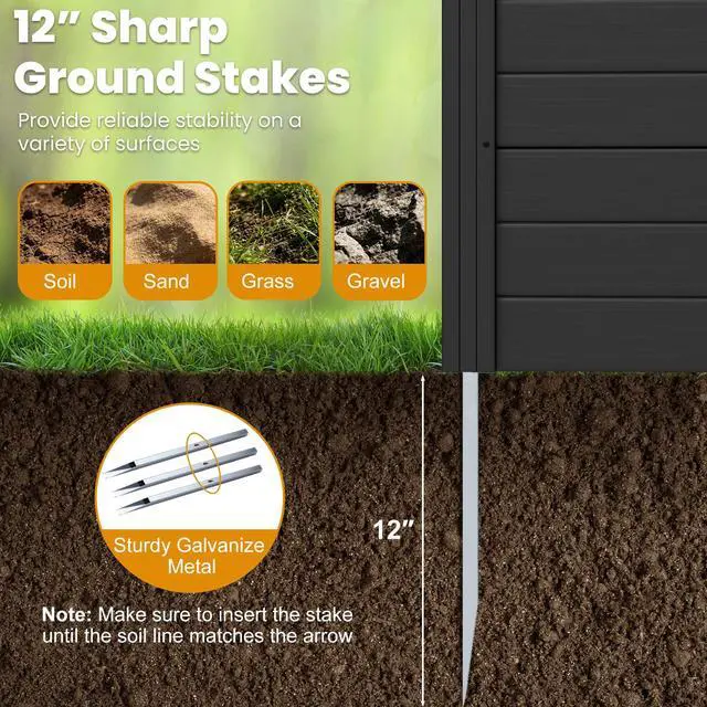 Alt view image 5 of 6 - Outdoor Privacy Fence Screen - PVC Decorative Garden Fence Vinyl Fence Panels W/3 Cuspidal Stakes, Trash Enclosure 48" W x 48" H Air Conditioner Fence for Garden Yard Patio Lawn (2, Black)