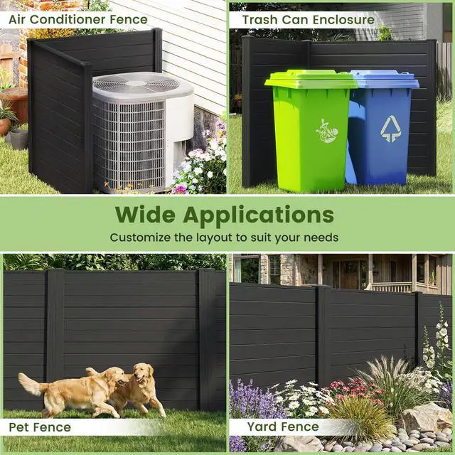Alt view image 6 of 6 - Outdoor Privacy Fence Screen - PVC Decorative Garden Fence Vinyl Fence Panels W/3 Cuspidal Stakes, Trash Enclosure 48" W x 48" H Air Conditioner Fence for Garden Yard Patio Lawn (2, Black)