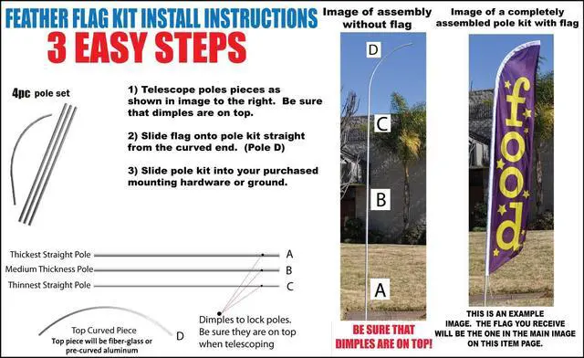 Alt view image 4 of 4 - Three (3) Pack Swooper Flags & Pole Kits Open House Red White Blue Vertical