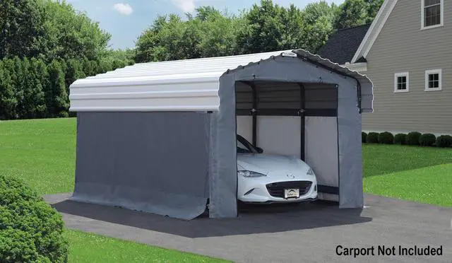 Alt view image 3 of 6 - Fabric Enclosure Kit for 10 x 15-ft Carports (Metal carport not included