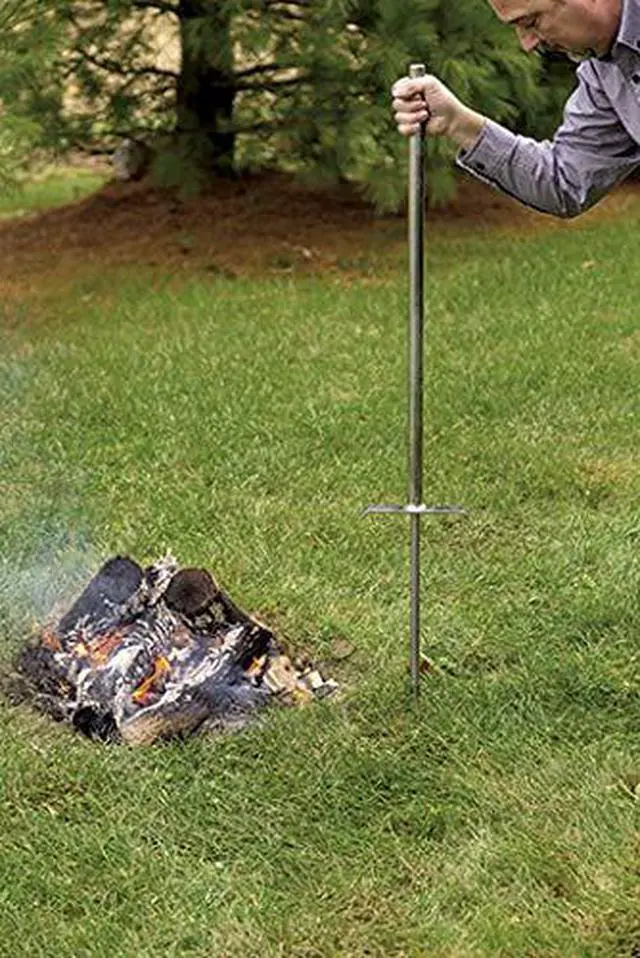 Alt view image 4 of 6 - Saucer X Campfire Grill | Premium Stainless Steel Campfire Grill | Portable Outdoor Cooking Gear for Camping and Backyard | 24" Cooking Grate | Self Pounding Stake | Made in the USA