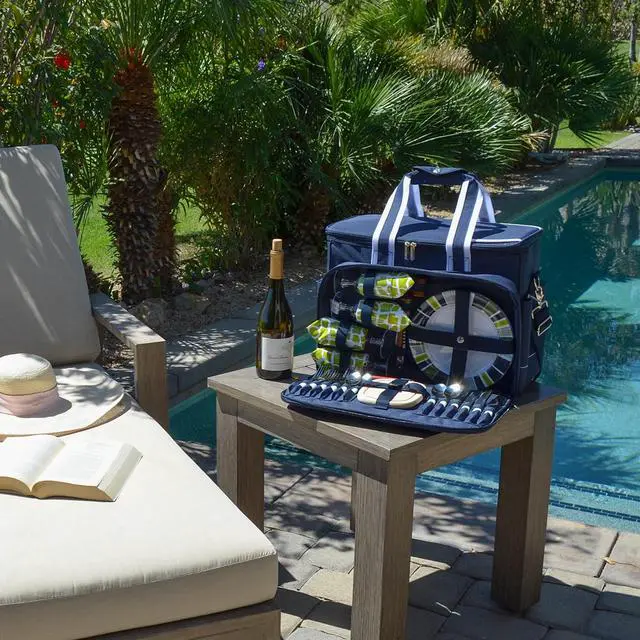 Alt view image 2 of 6 - Original Insulated Picnic Cooler with Service for 4 - Designed & Assembled in The USA
