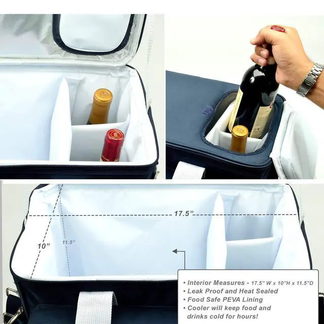 Alt view image 5 of 6 - Original Insulated Picnic Cooler with Service for 4 - Designed & Assembled in The USA