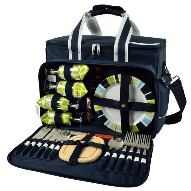 Alt view image 6 of 6 - Original Insulated Picnic Cooler with Service for 4 - Designed & Assembled in The USA