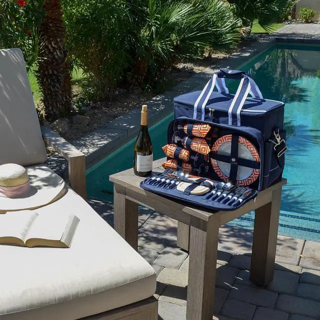 Alt view image 2 of 6 - Original Insulated Picnic Cooler with Service for 4 - Designed & Assembled in the USA