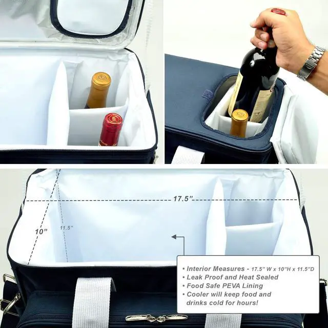 Alt view image 5 of 6 - Original Insulated Picnic Cooler with Service for 4 - Designed & Assembled in the USA