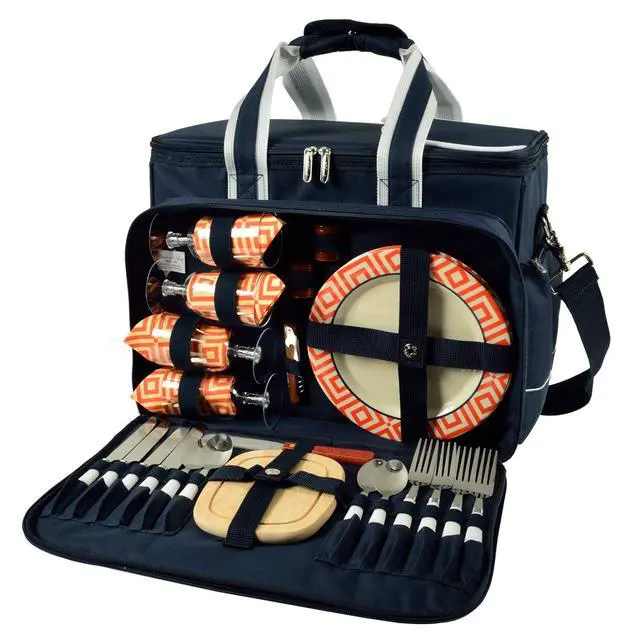 Alt view image 6 of 6 - Original Insulated Picnic Cooler with Service for 4 - Designed & Assembled in the USA