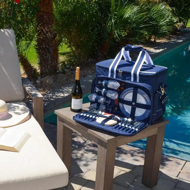 Alt view image 2 of 6 - Original Insulated Picnic Cooler with Service for 4 - Designed & Assembled in the USA