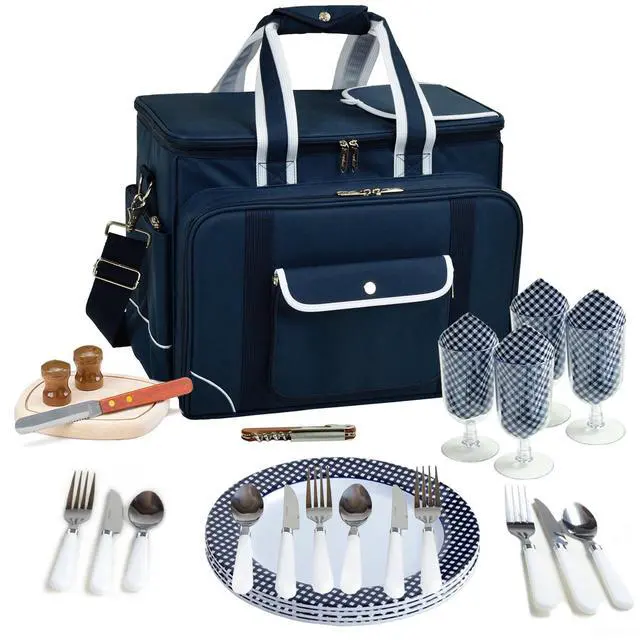 Alt view image 3 of 6 - Original Insulated Picnic Cooler with Service for 4 - Designed & Assembled in the USA