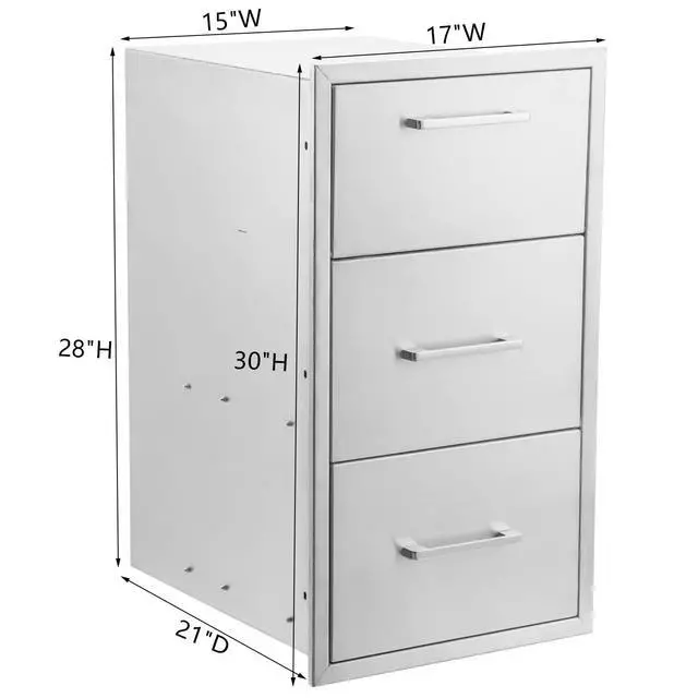 Alt view image 3 of 6 - Outdoor Kitchen Double Drawer w/Paper Towel Holder Combo Works with Your Grilling or Prep Zones for Outdoor BBQ Island 17W-30H-21D inch