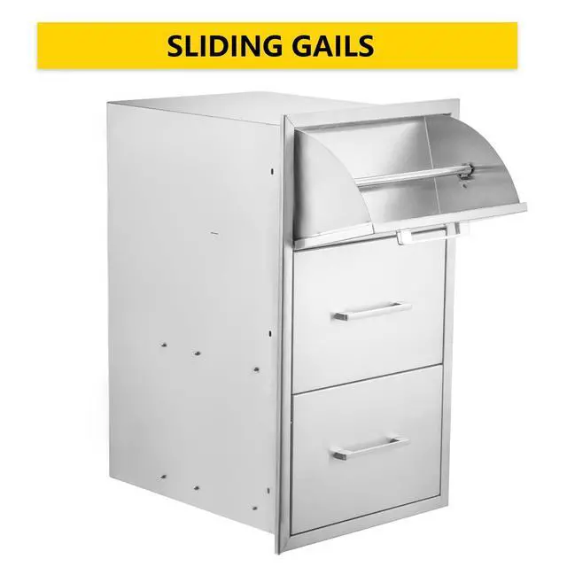 Alt view image 4 of 6 - Outdoor Kitchen Double Drawer w/Paper Towel Holder Combo Works with Your Grilling or Prep Zones for Outdoor BBQ Island 17W-30H-21D inch