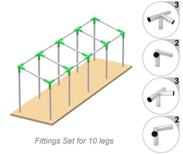 Alt view image 2 of 6 - GoodsZone Canopy Fittings Kit 1-3/8" Slant roof Shelter Carport Deck Shed Frame Connectors Coupling, Full Set for 6, 8, 10 Legs, Without Poles (for 10 Legs)