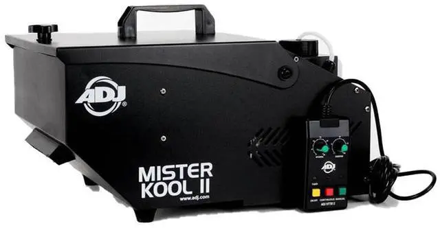 Main image of American DJ Mister Kool II Low Lying Water Based Metal Smoke Fog Machine for Halloween Decorations, Theater Effects, or Stage Fog with Remote, Black