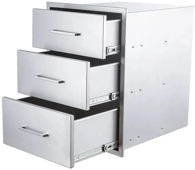 Main image of Outdoor Kitchen Drawers Stainless Steel Triple Drawer - 18" W x 24" H x 23" D,Flush Mount for Outdoor Kitchen or BBQ Island