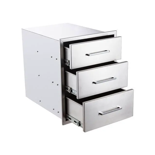 Alt view image 4 of 6 - Outdoor Kitchen Drawers Stainless Steel Triple Drawer - 18" W x 24" H x 23" D,Flush Mount for Outdoor Kitchen or BBQ Island