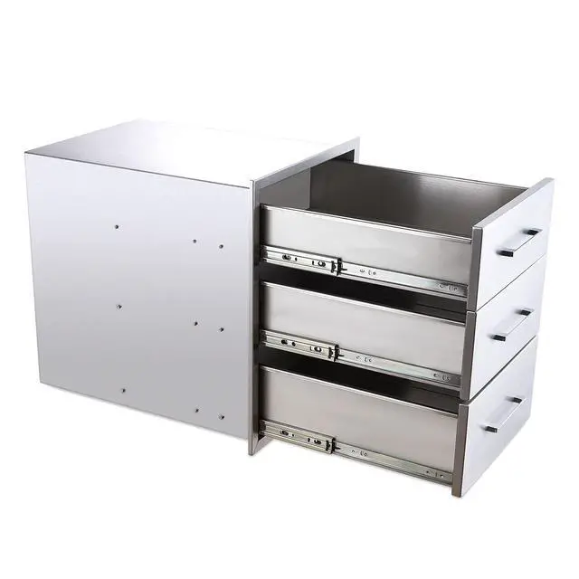 Alt view image 5 of 6 - Outdoor Kitchen Drawers Stainless Steel Triple Drawer - 18" W x 24" H x 23" D,Flush Mount for Outdoor Kitchen or BBQ Island