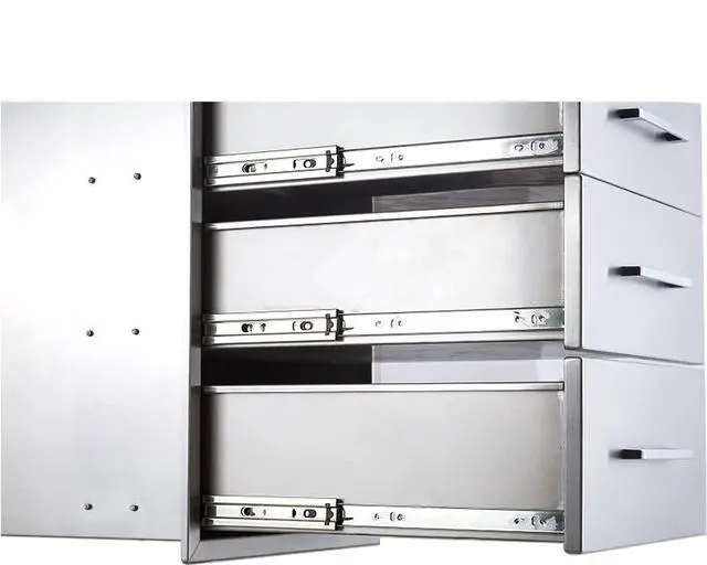 Alt view image 6 of 6 - Outdoor Kitchen Drawers Stainless Steel Triple Drawer - 18" W x 24" H x 23" D,Flush Mount for Outdoor Kitchen or BBQ Island