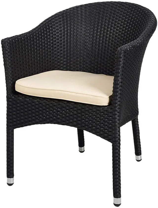 Main image of Wicker Chair Patio Dining Chairs Outdoor Garden Lawn Wicker with Soft Cushion,Wicker Arm Chairs,Rattan Plastic Chairs,Home Furniture Stackable Rattan Dining Chair,Black